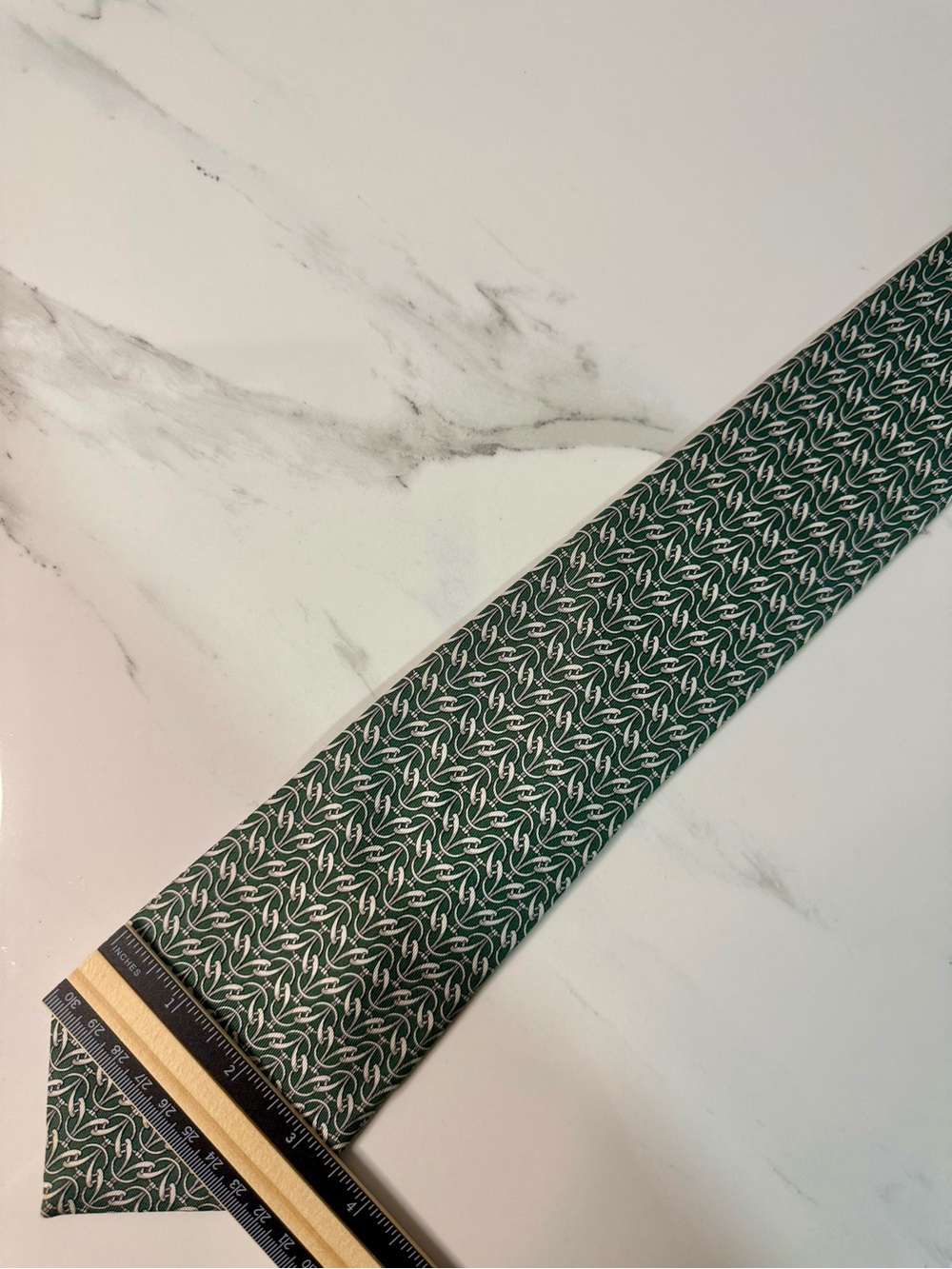 Hermes Classic Green Patterned Tie - Picture 2 of 9